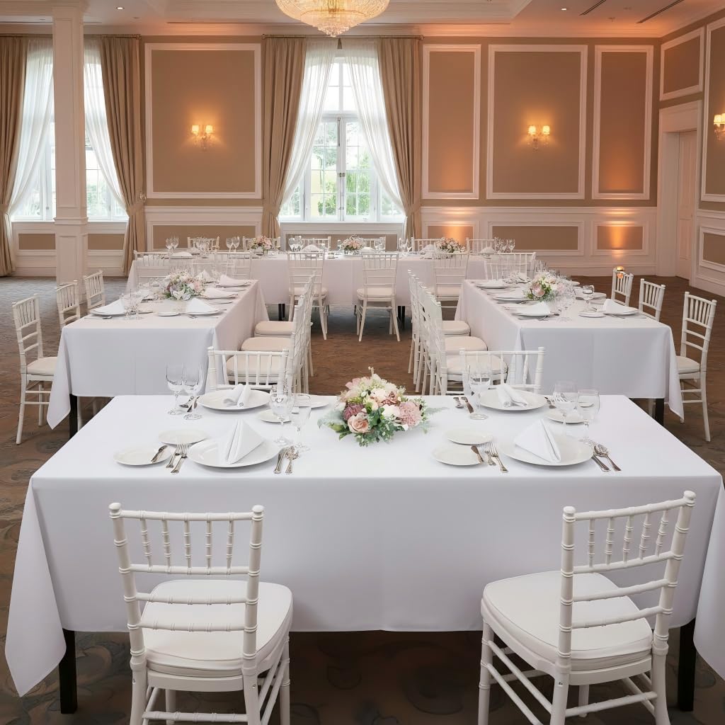 2 Pack White Table Cloth 60x102 Inch for 6 Feet Rectangle Tables