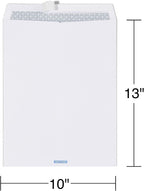 10x13 Security-Tinted White EasyClose Catalog Envelopes, 100 Pack