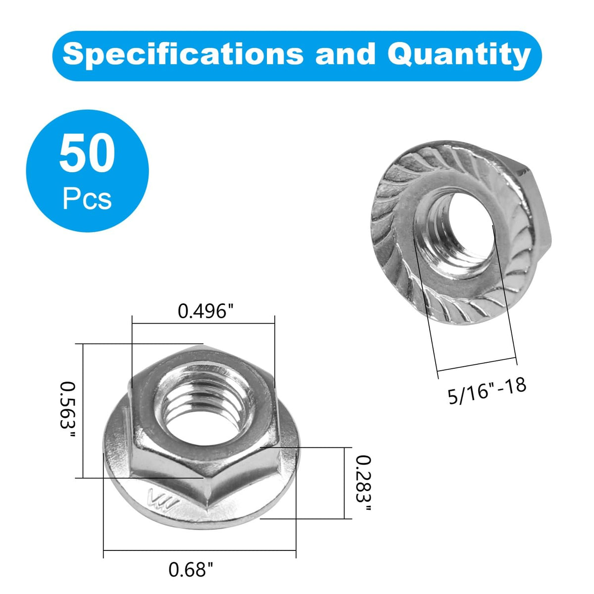 5/16-18 Serrated Flange Hex Nuts,5/16" Hexagon Flange Nuts