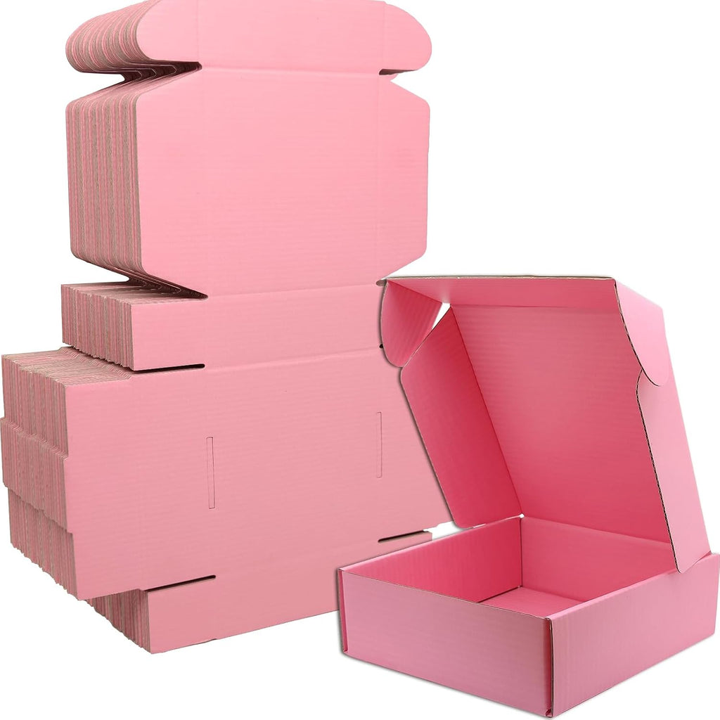 6x6x2 Shipping Boxes Set of 50, Pink Mailer Corrugated Cardboard Box