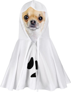 Halloween Dog Ghost Costume White Dalmatian Pet Costume with Hats Ghost Costumes for Dogs Cats Pet Cosplay Cape