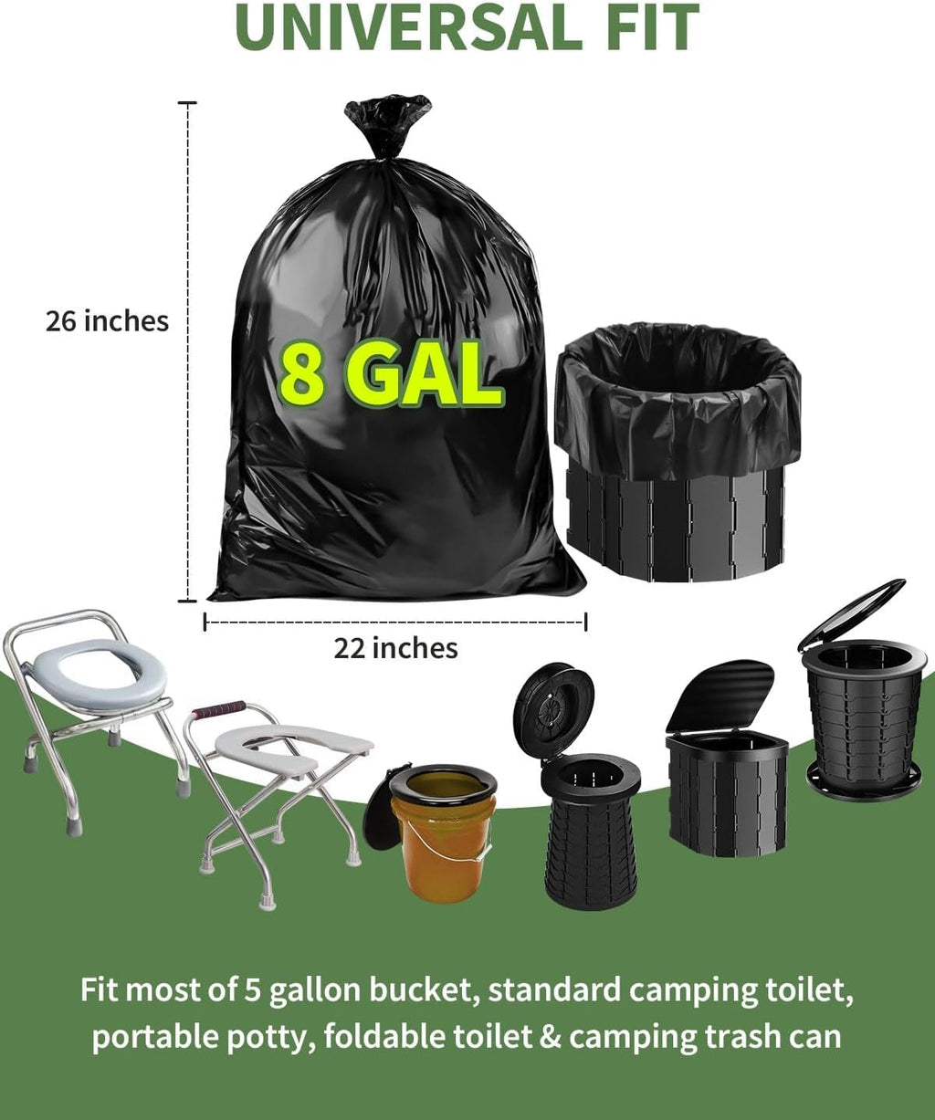 100 Portable Toilet Bags Thick Biodegradable Camping Toilet Bags for Portable Potty, 8 Gal Compost Toilet Waste Bag