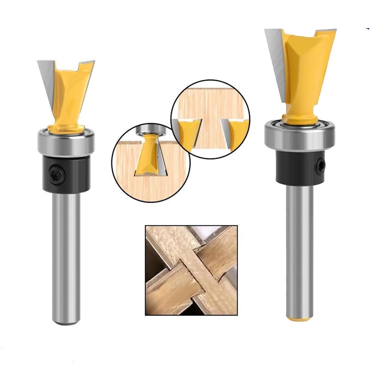 Router Bits Router Templates Dovetail Jig Dovetail Router Bits | 2 Pieces with Bearing, 1/4" Shank, 1/2" & 5/8"