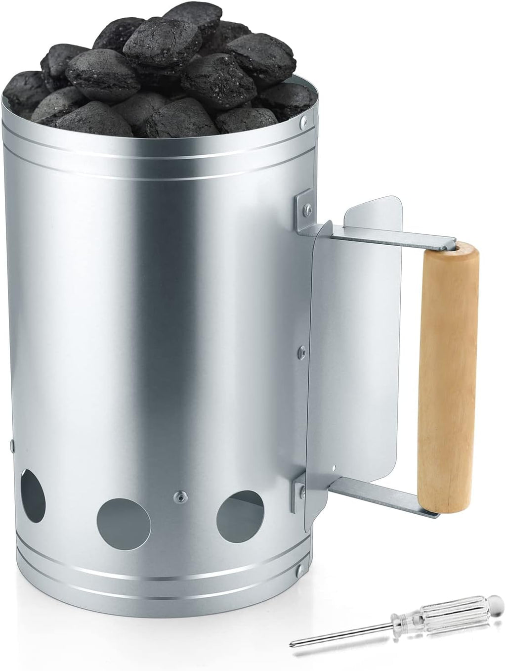 Charcoal Chimney, 10.6x6.7 Inch Heavy Duty BBQ Chimney Starter for Outdoor Grilling Barbecue Camping, Quick Rapid Fir