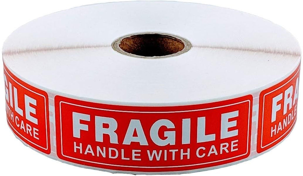Fragile - Handle with Care Shipping Stickers, 1"x3", 1000 Per Roll (1 Roll)