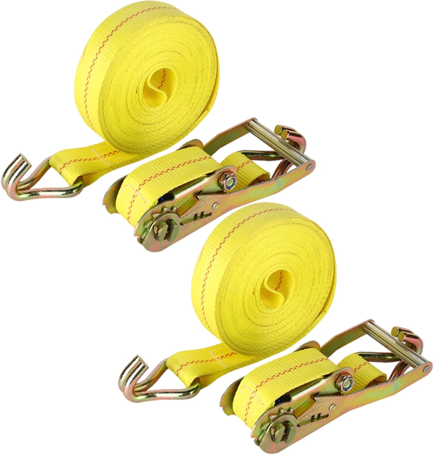 Ratchet Straps Heavy Duty, 8000 LBS Break Strength Ratchet Strap Tie Down, 2” x 20ft Black Tie-Down Ratcheting Cargo