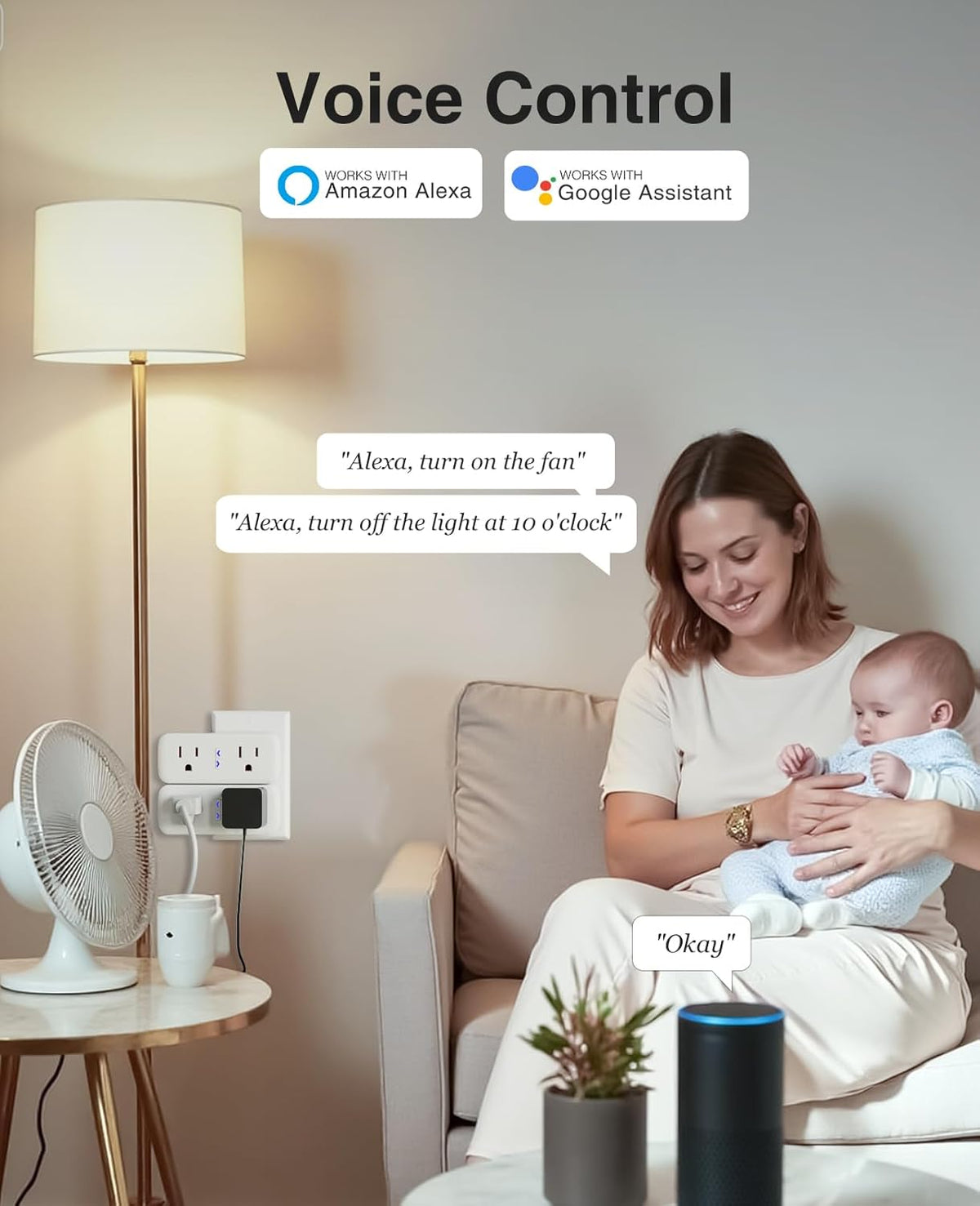 Dual Smart Plug 15A, GHome Smart Plugs Work with Alexa and Google Home, 2-in-1 Compact Smart Outlet Timer with APP