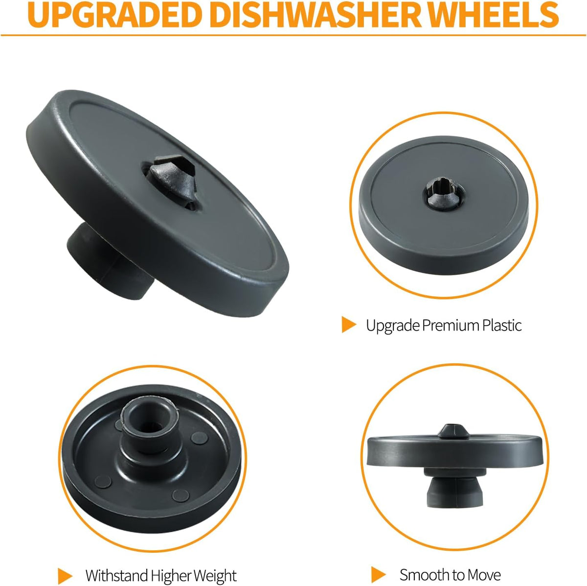 5304532229 Dishwasher Wheel Replacement for Frigidaire, Electrolux, Kenmore, Crosley - Replaces 5304521179, BGHD2433KF0, BGHD2433KF1, 5300809640, AP7195062