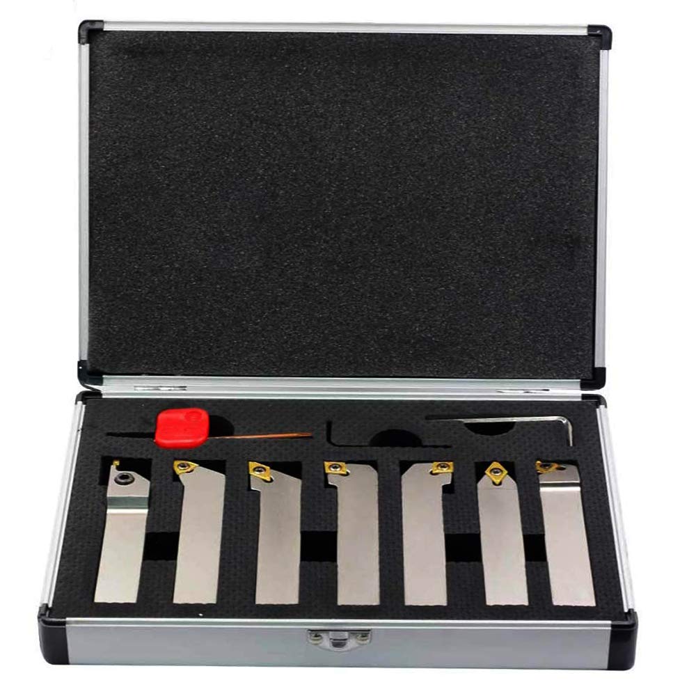OSCARBIDE 3/4" Shank Nickel Plated 7-Piece Indexable Lathe Tool Holder Set
