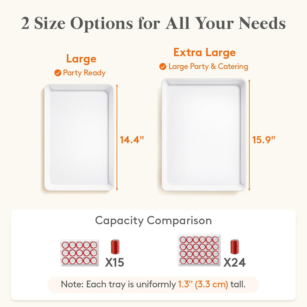4-Pack 16" x 12" Extra Large Plastic Food Serving Trays for Party