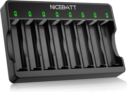 Smart 8 Bay AA AAA Battery Charger, Over-Discharge Damage Repair, USB Type-C Fast Charging for Ni-MH Ni-CD