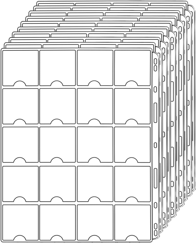 Coin Binder Sheets for 2" x 2" Coin Flips - 200 Pockets