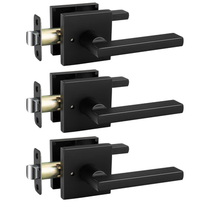Matte Black Door Handles Interior, Privacy Door Handle 3 Pack