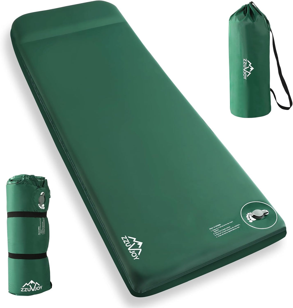 Memory Sleeping Pad, 3.1" Ultra-Thick Foam Sleeping Mats for Camping, 9.5 R-Value Insulated Self Inflating Sleeping