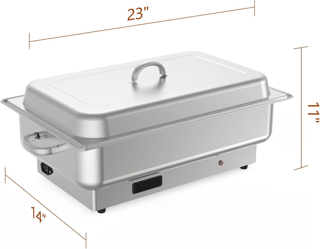 Electric Chafing Dish Buffet Set, 3 x 3 QT Food Warmers | Stainless Steel 600W Digital Display Temperature Control