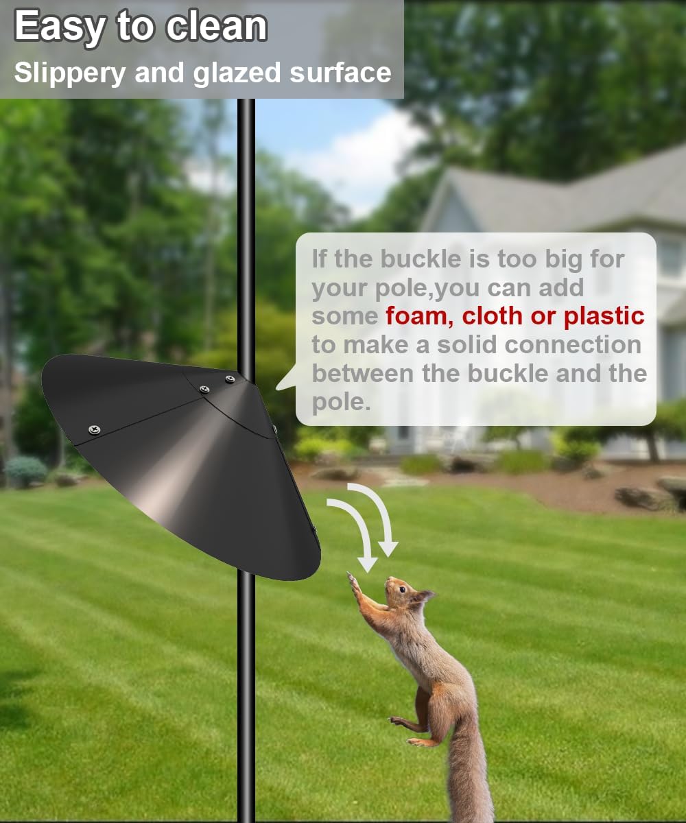 Metal Squirrel Baffle for Bird Feeder Pole, Outside Pole Mount Bird House Guard for Outdoor Shepherd’s Hook, 19 Inch