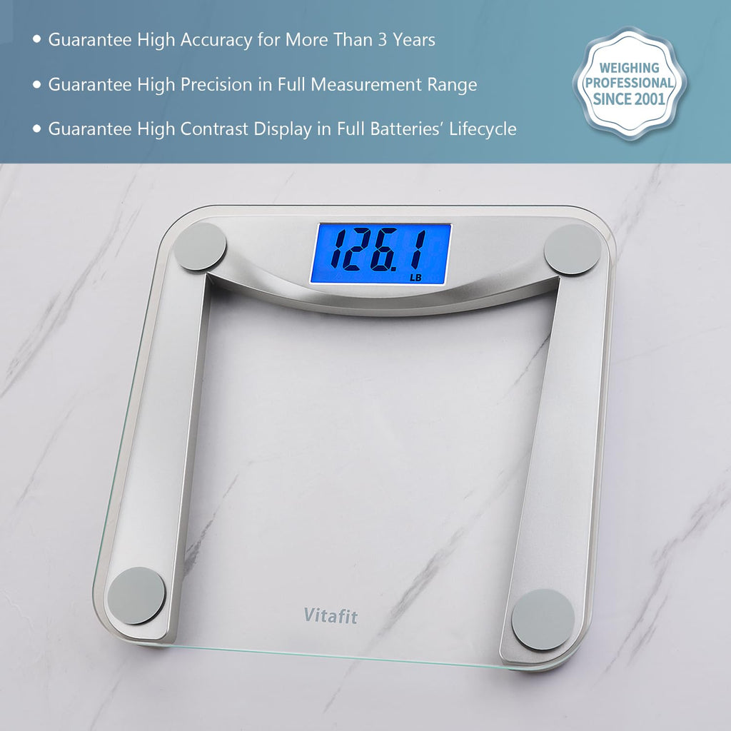 Bathroom Scale for Body Weight Accuracy 0.1lb, 400lb,Clear Glass | Professional Factory Since 2001 Digital Weighing