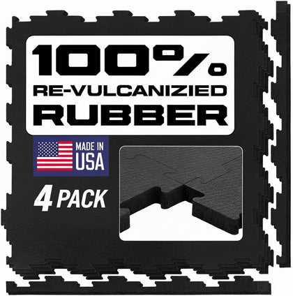 Interlocking Rubber Floor Tiles – Heavy Duty 100% Rubber Gym Flooring for Home Gym, Garage, Workout Room, Equipment