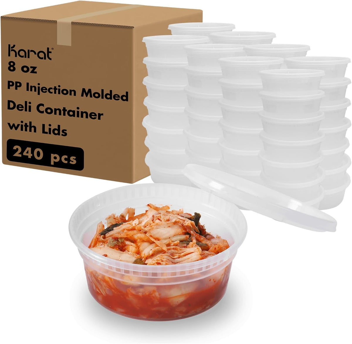 [8oz - 240 ct] Clear PP Injection Molded Round Deli Containers with Lids (FP-IMDC8-PP)