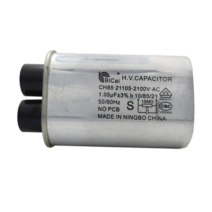 METER STAR CH85 Microwave High Voltage Capacitor, 1.05 µF 2100 VAC 50/60 Hz, CQC & VDE Certified, EN61270-1, 6.35 x 0.8 mm Terminals, No PCB, Replacement for GE WB27X10701