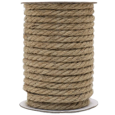 50 Feet 10mm Jute Rope, Natural Heavy Duty Twine for Crafts, Cat Scratching Post, Gardening, Bundling and Hanging