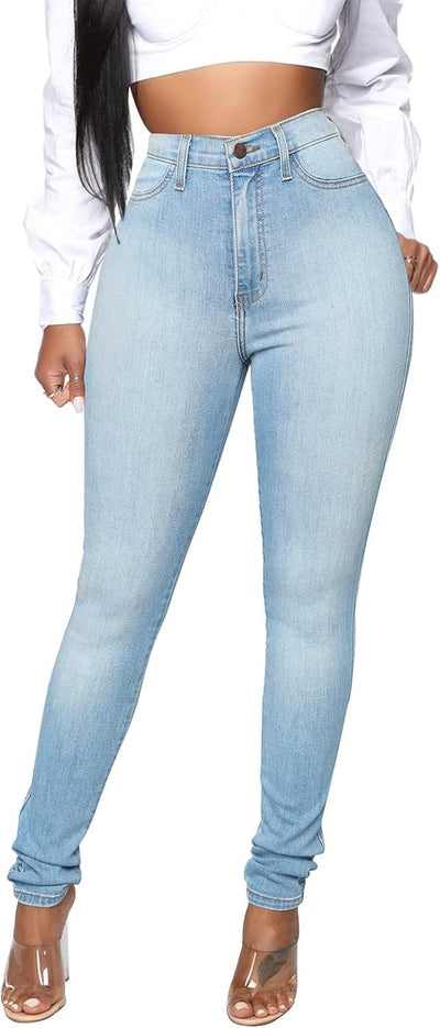 Womens Classic High Waisted Skinny Stretch Butt Lifting Jeans Slim Fit Denim Pants