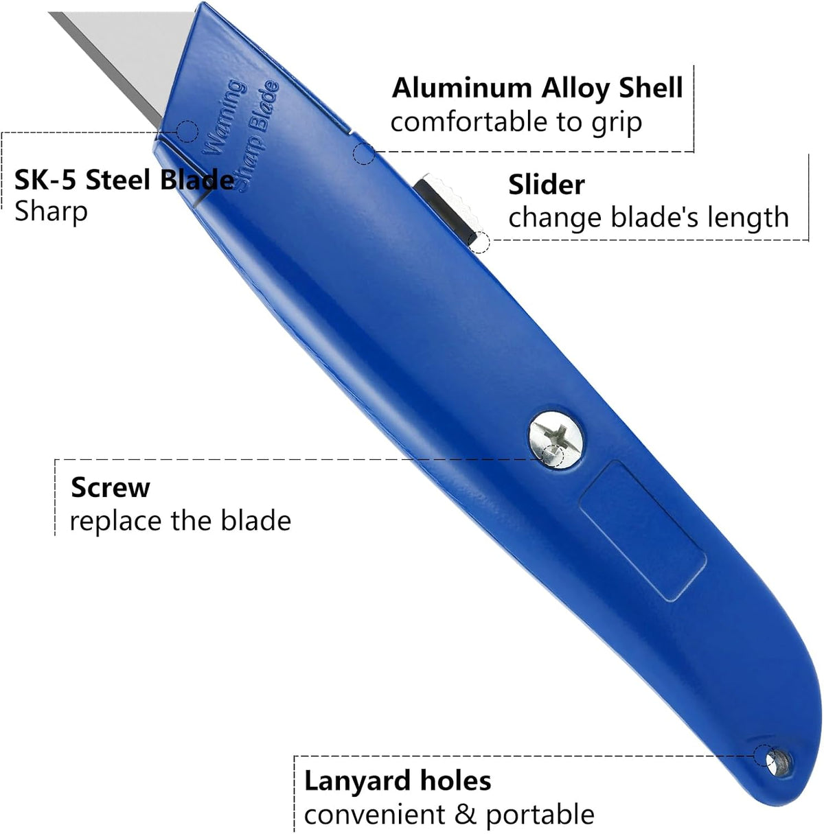 2 Pack Utility Knife, All Metal Retractable Box Cutters (Blue)