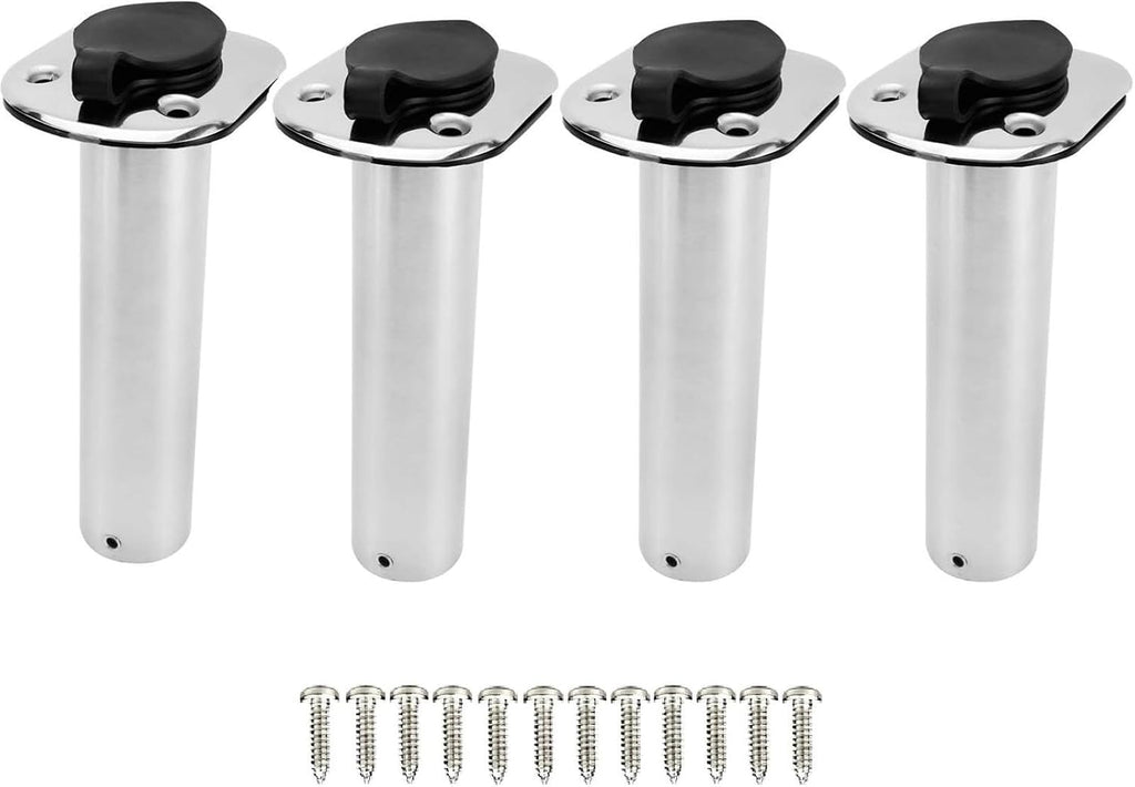 YaeMarine 4Pcs Stainless Steel Rod Holders with Rubber Cap, Liner, Gasket