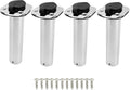 YaeMarine 4Pcs Stainless Steel Rod Holders with Rubber Cap, Liner, Gasket