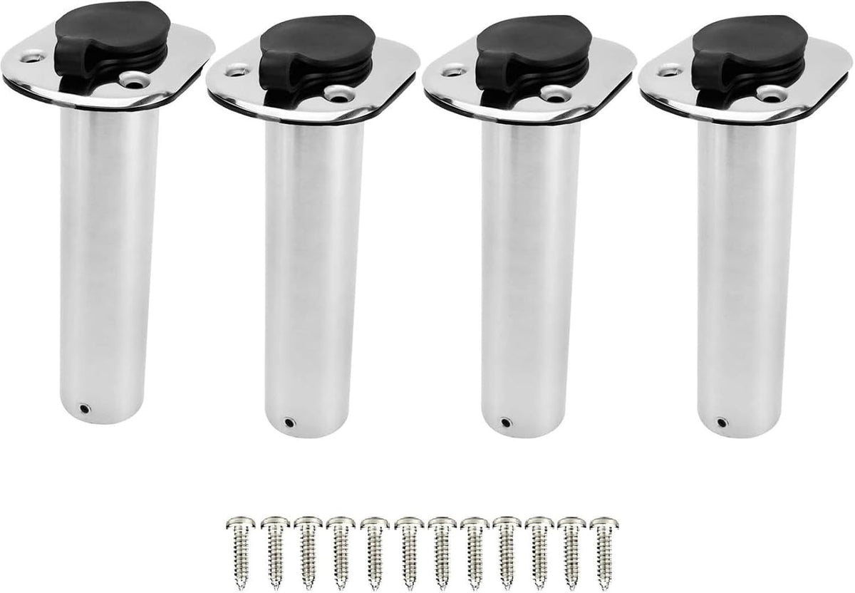 YaeMarine 4Pcs Stainless Steel Rod Holders with Rubber Cap, Liner, Gasket