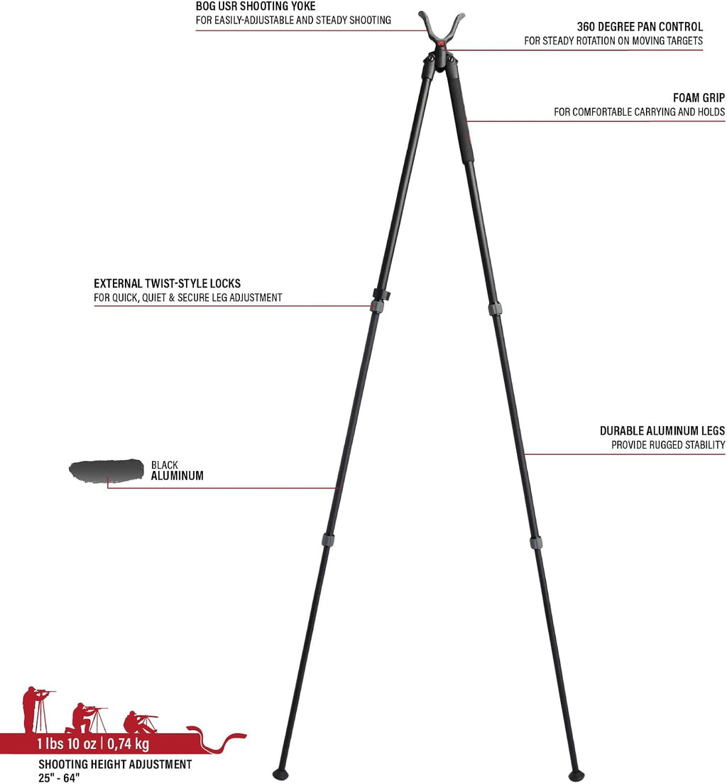 Deadshot Hunting Tripod, Universal Shooting Rest, Adjustable Height