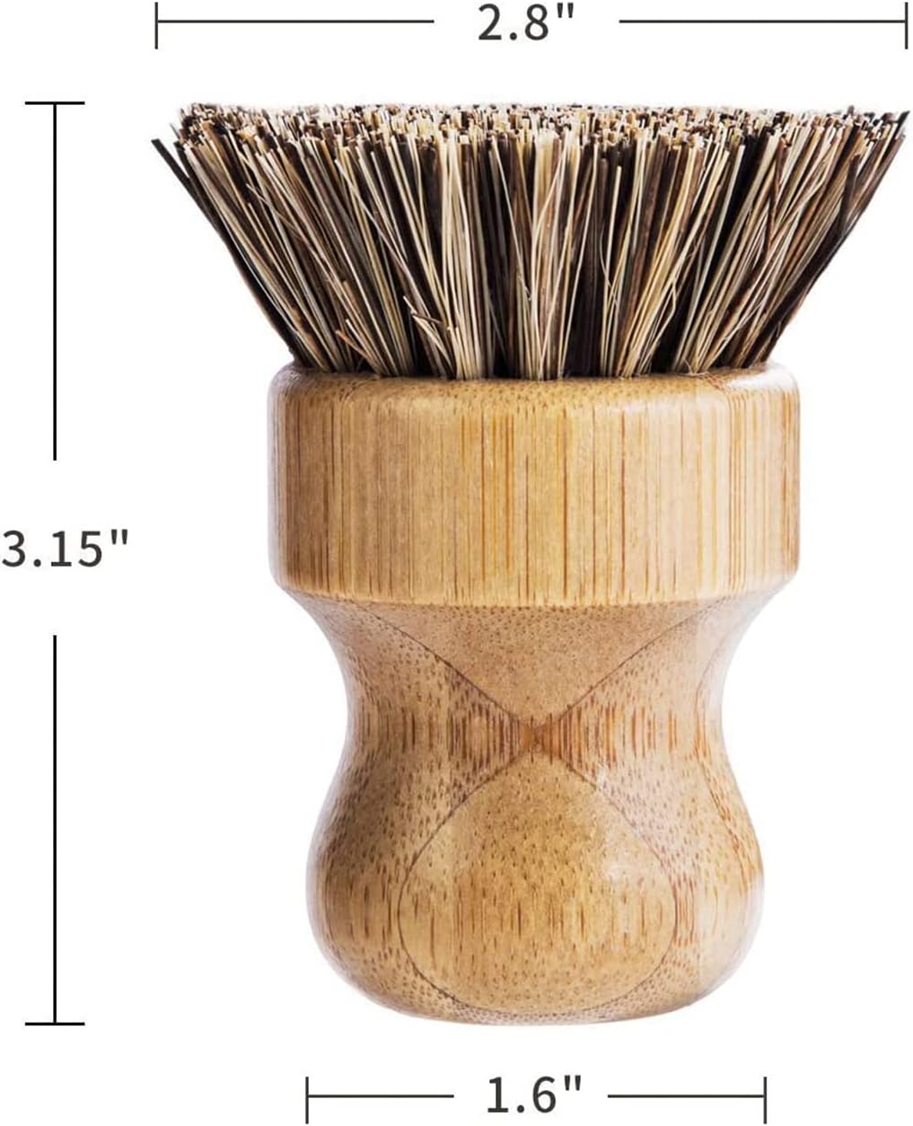 Palm Pot Brush- Bamboo Round 3 Packs Mini Dish Brush Natural Scrub Brush Durable Scrubber Cleaning Kit with Union