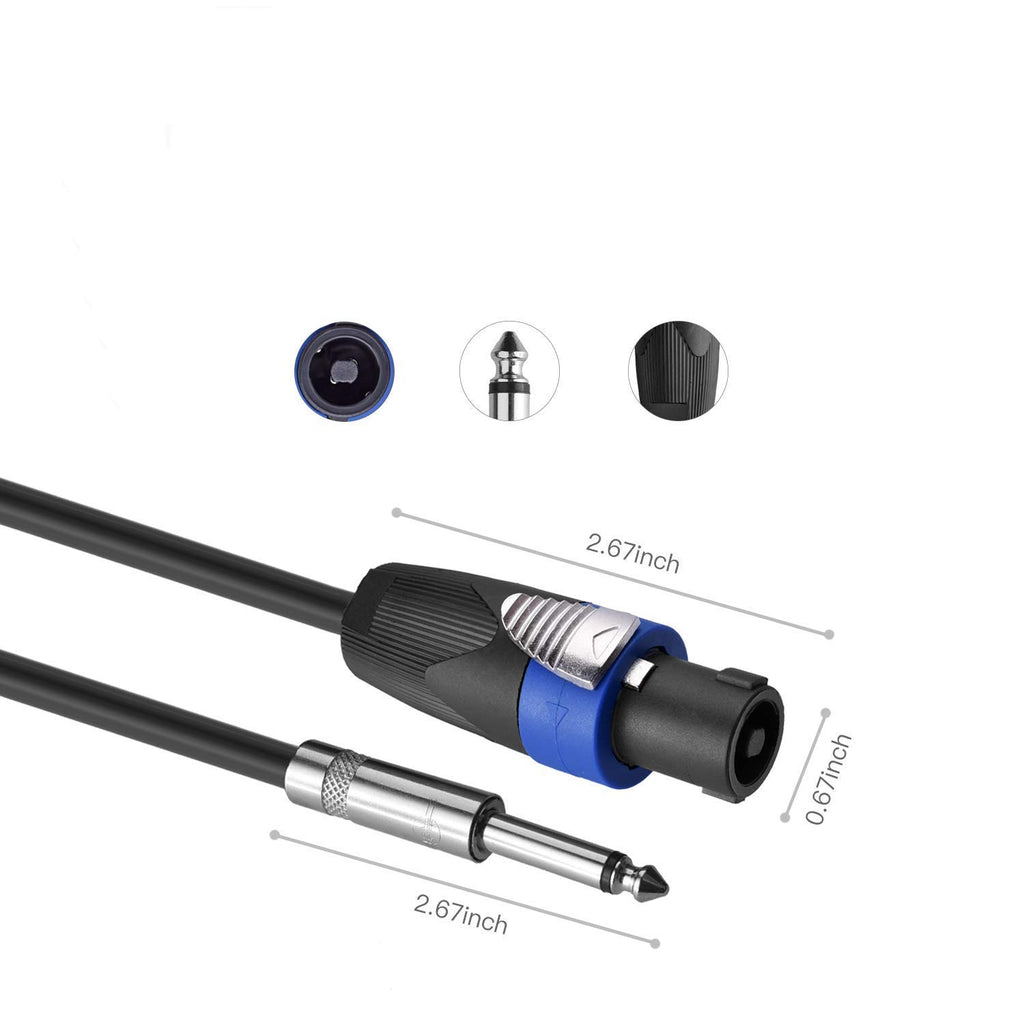 Pro 25ft 12 Gauge Speakon to 1/4 Male Audio Speaker Cable, Single