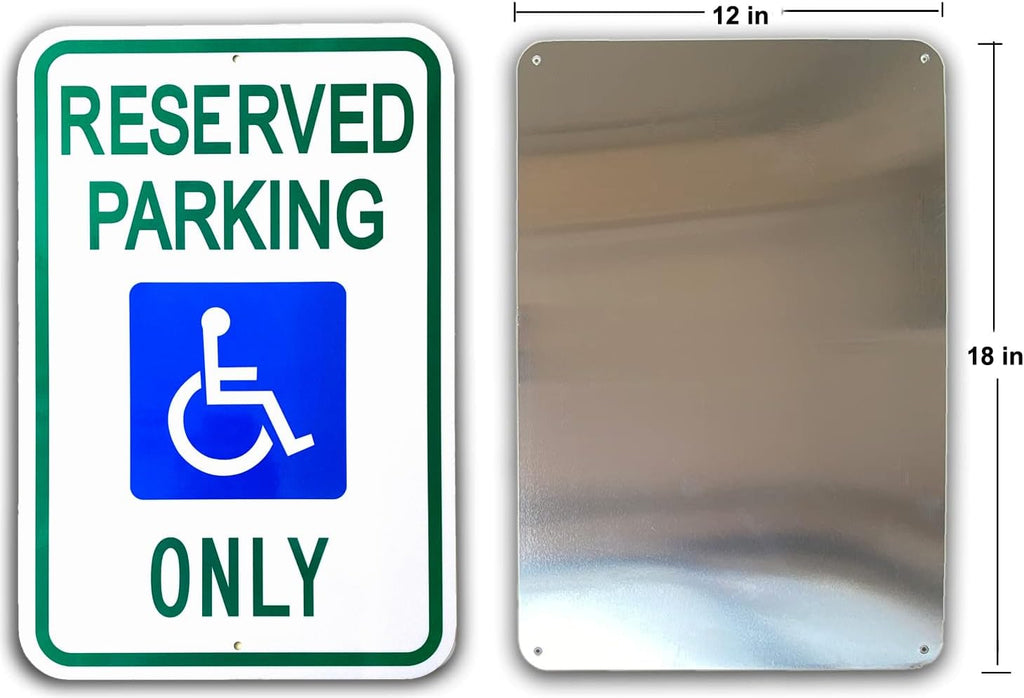 Reserved Handicap Parking Sign - Large 12 x 18 Inches Aluminum Ada Sign, Engineer Grade Reflective, UV Protected and