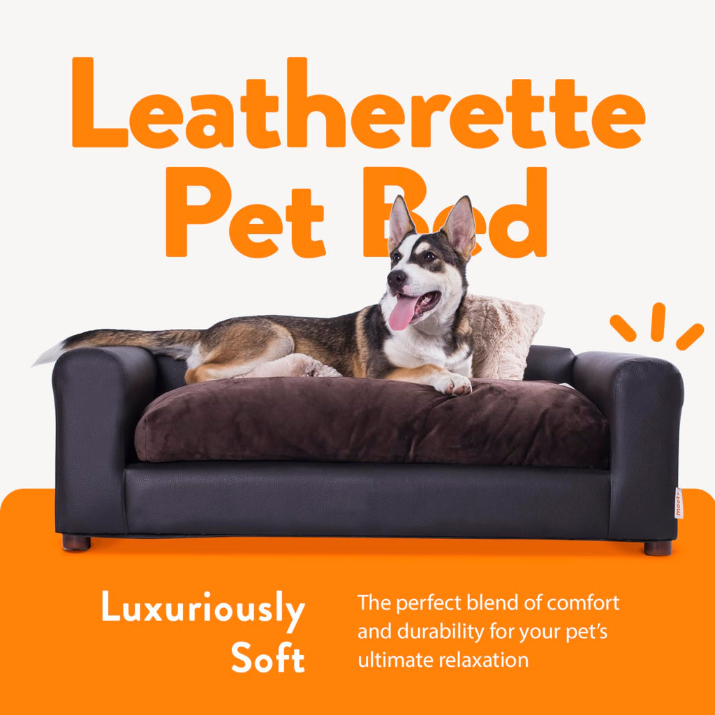 Premium Leatherette Pets Sofa, Espresso, Medium/Large