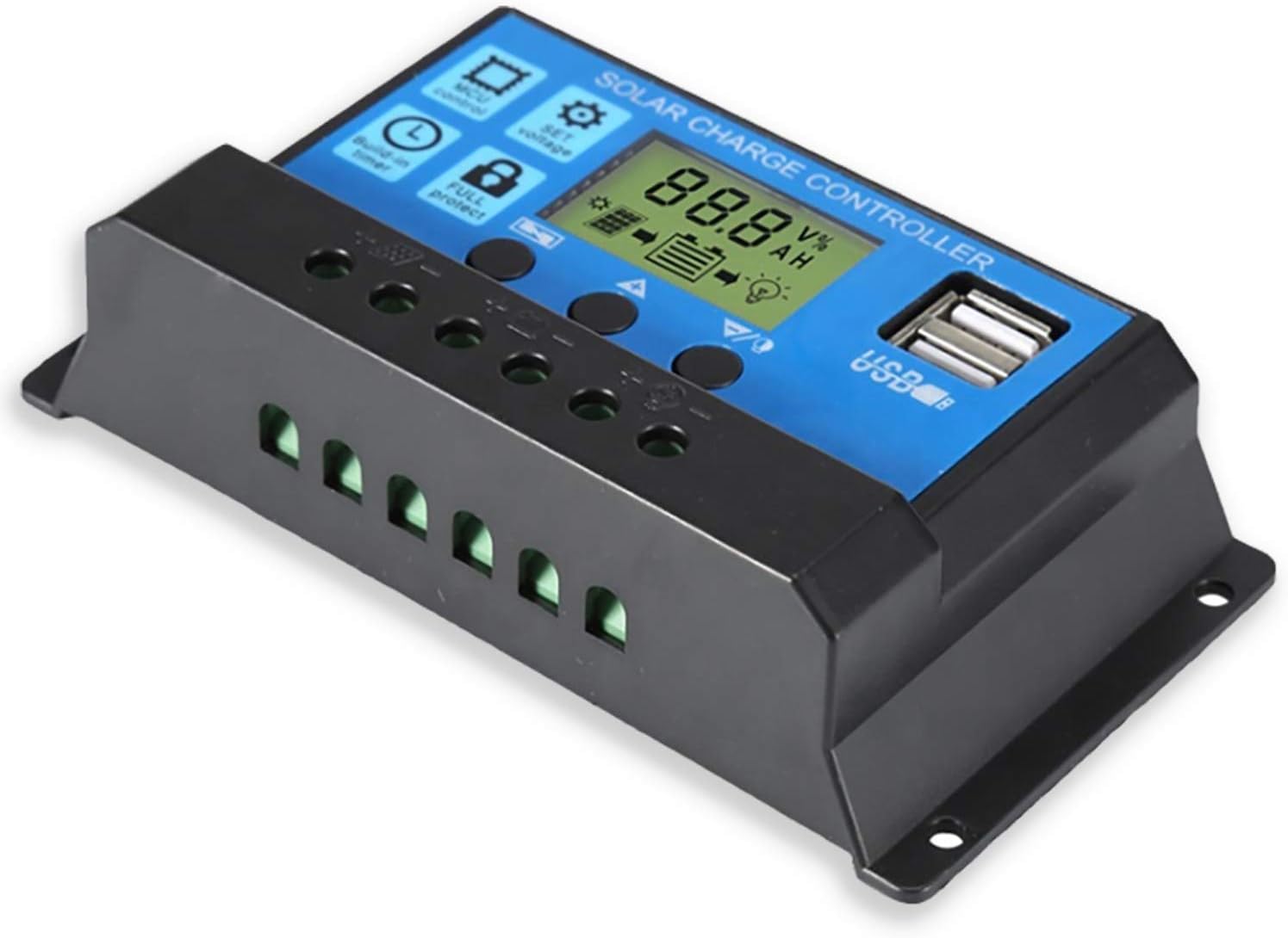 20A Solar Charge Controller, Solar Panel Charge Controller Intelligent Regulator with Dual USB Port 12V/24V,PWM Auto