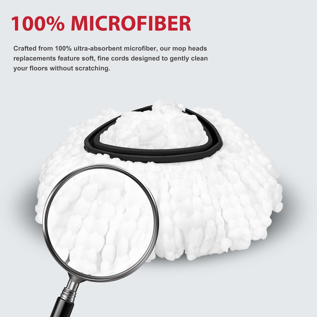 Spin Mop Replacement Set for O-Ceda EasyWring 1-Tank System, Includes 2 Microfiber Mop Heads, 1 Adjustable Spin Mop