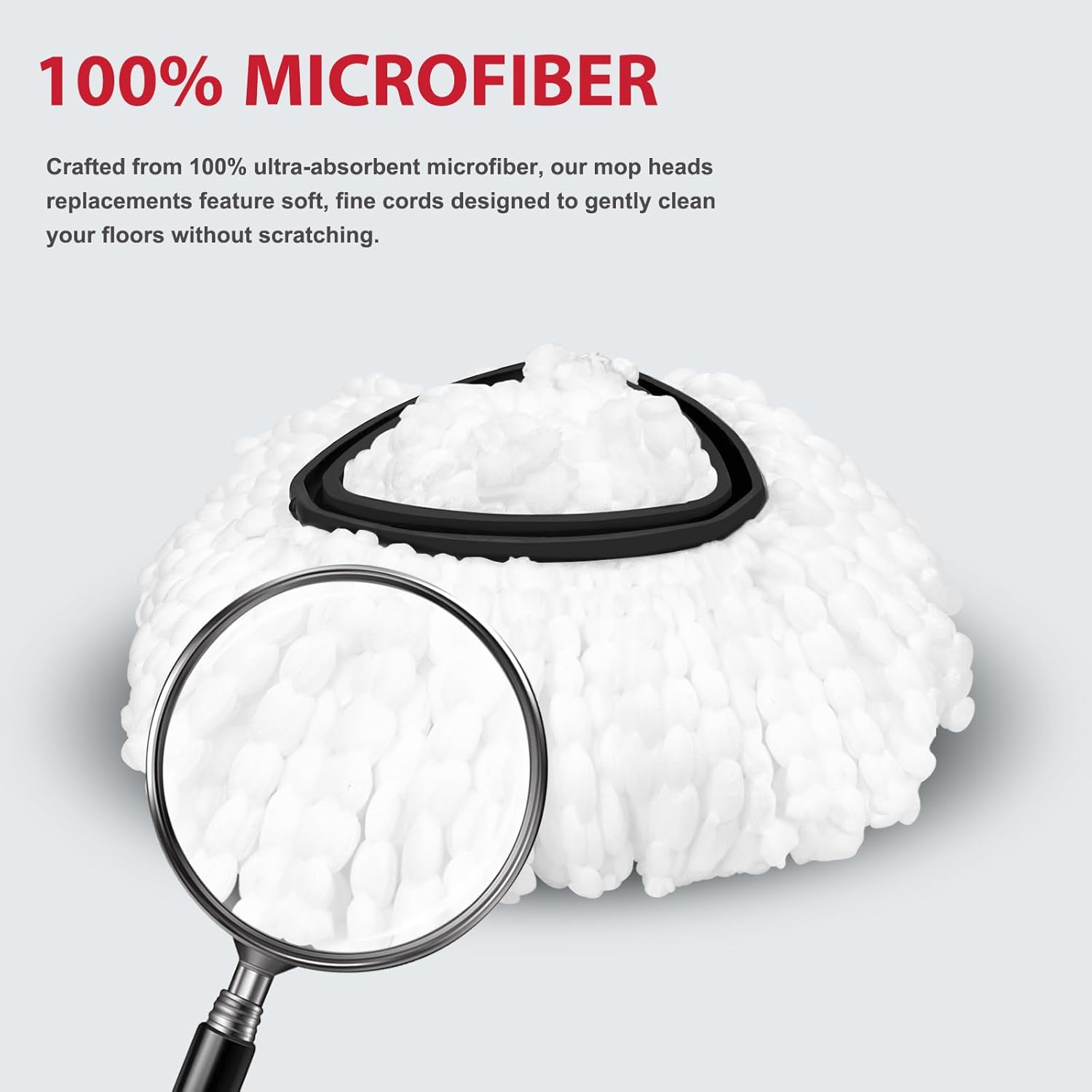 Spin Mop Replacement Set for O-Ceda EasyWring 1-Tank System, Includes 2 Microfiber Mop Heads, 1 Adjustable Spin Mop