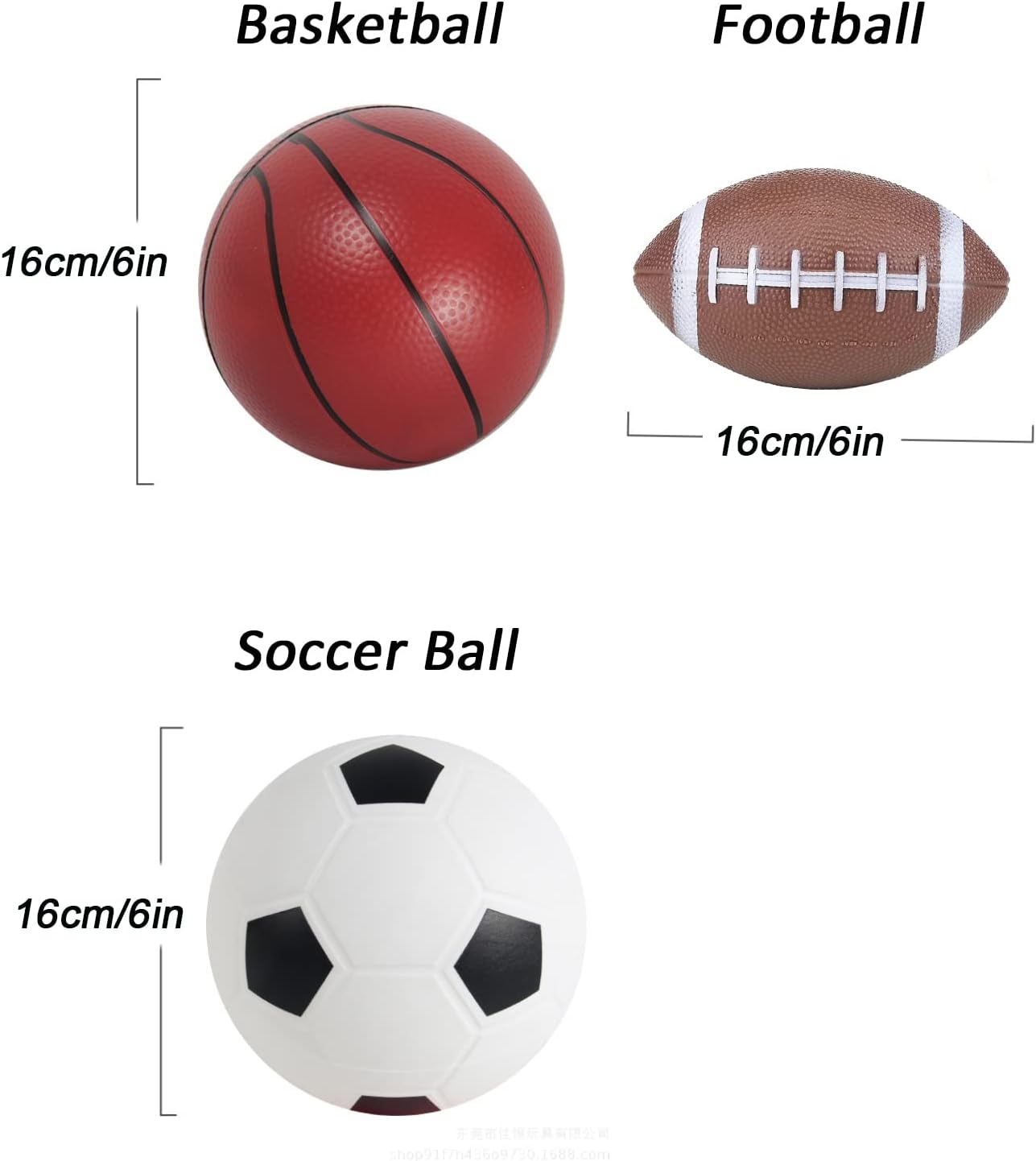 Soccer Basketball Football Small Sports Bouncy Balls with Hand Pump for Kids and Toddlers - (Pack of 3) 6-Inch