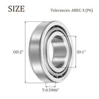 uxcell 2pcs L44643/L44610 Tapered Roller Bearing Cone and Cup, 1" Bore x 2" OD x 0.5906" Thick, Chrome Steel Taper Bearing Set, ABEC-3