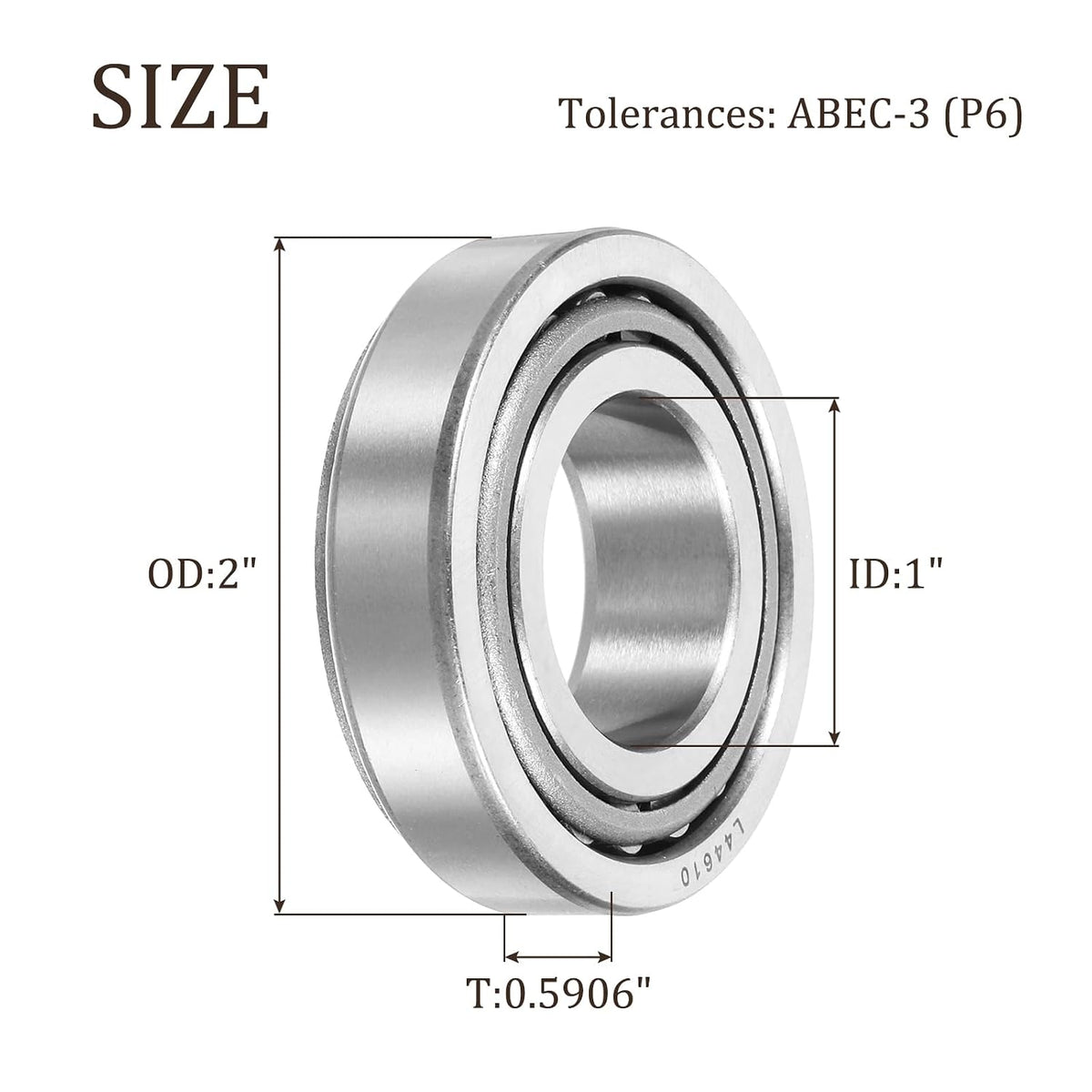 uxcell 2pcs L44643/L44610 Tapered Roller Bearing Cone and Cup, 1" Bore x 2" OD x 0.5906" Thick, Chrome Steel Taper Bearing Set, ABEC-3