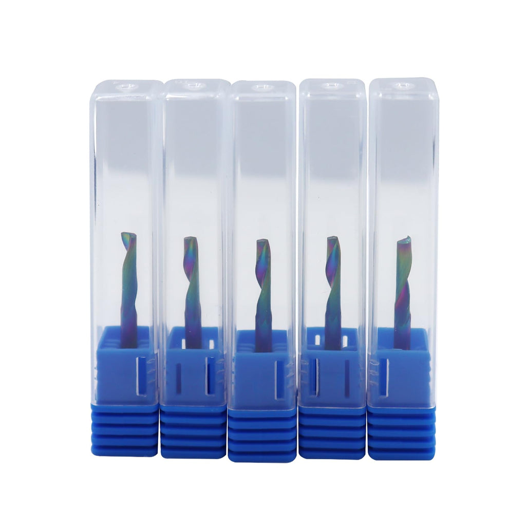 5Pcs 1/8in Solid Carbide 1Flute End Mill, DLC(Ta-C) Coated