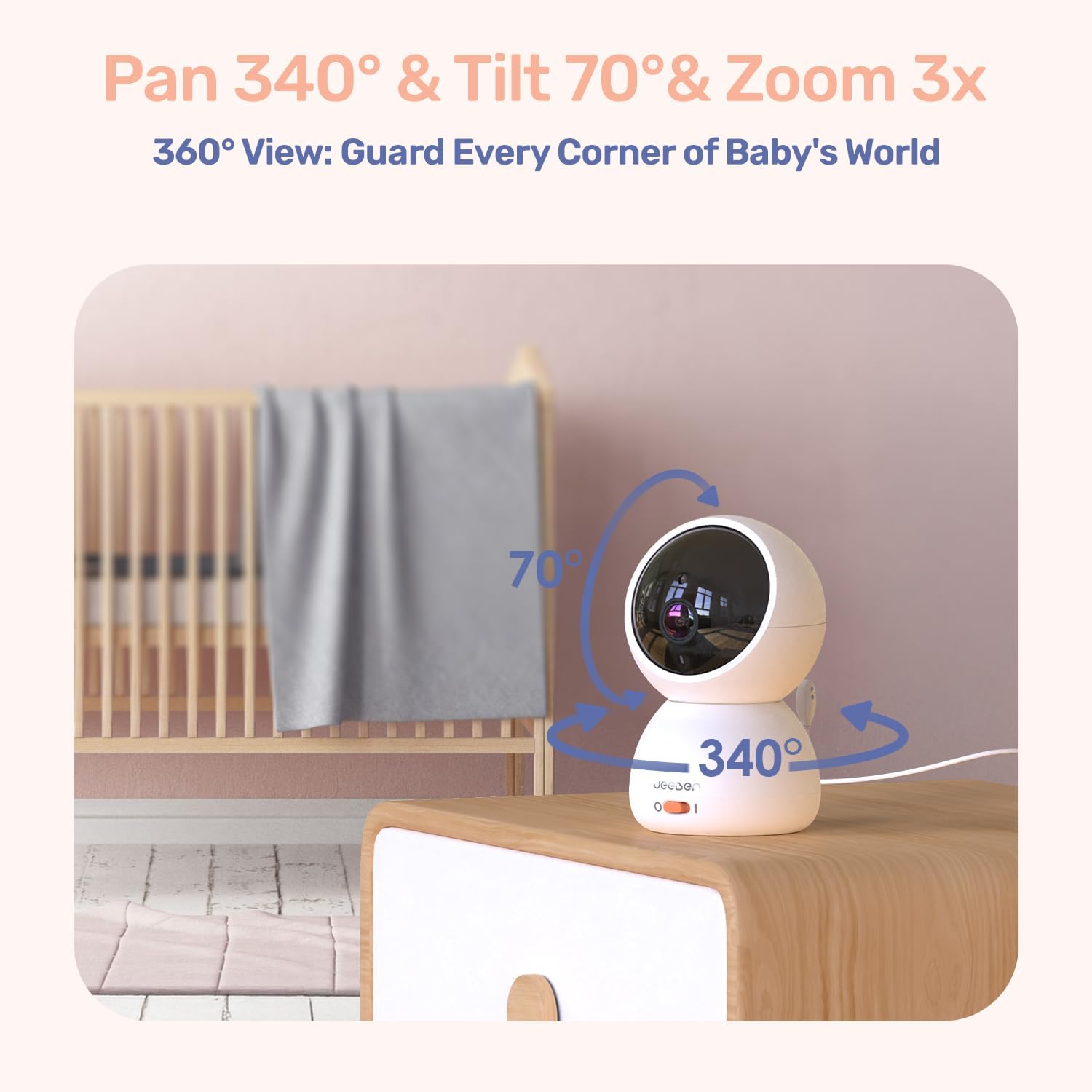 1080P 2.4GHz WiFi Baby Monitor with Camera and Audio，4" IPS Display | Pan-Tilt-Zoom Camera,360° View, HD Night