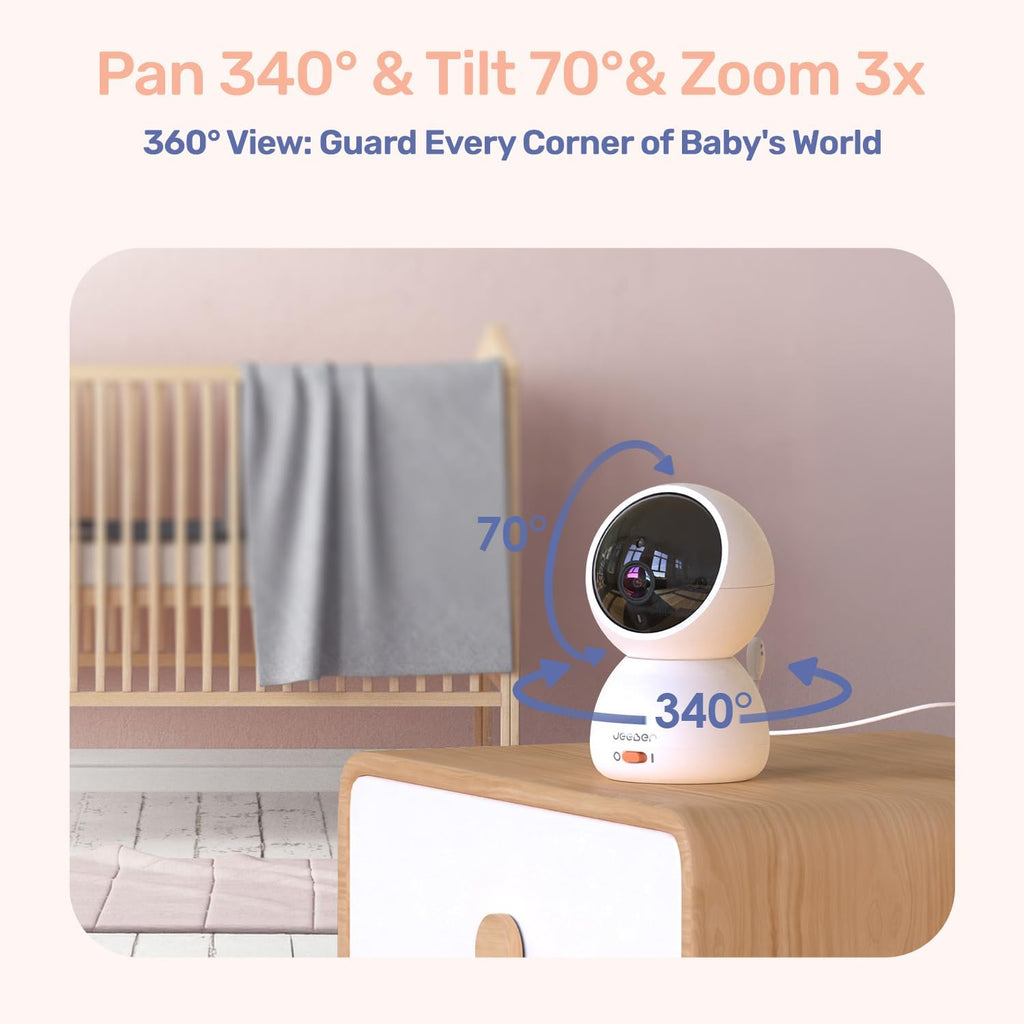 1080P WiFi Baby Monitor with 2 Cameras and Audio，4" IPS Display | 2.4GHz Wifi,Pan-Tilt-Zoom Camera,360° View, HD