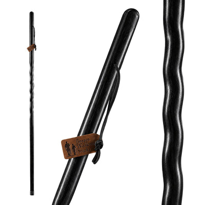 55" Twisted Pine Walking Stick for Adults 5'7"-6'0", Lightweight Wooden Hiking Cane for Men & Seniors, Made in USA