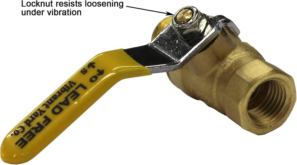 Lead-Free Forged Brass Air Compressor In-Line Ball Shut Off Valve, Quarter Turn, 1/4" Male NPT (MNPT) X 1/4" Female