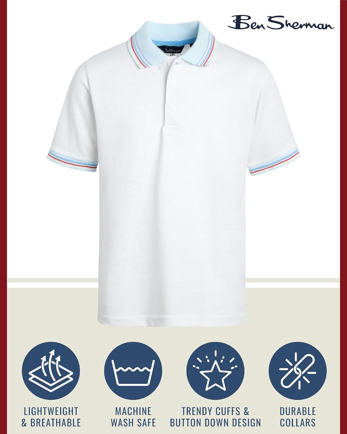 Boys Polo Shirt - 2 Pack Classic Fit Pique Polo - Collared Kids Boys Short Sleeve Uniform Shirts