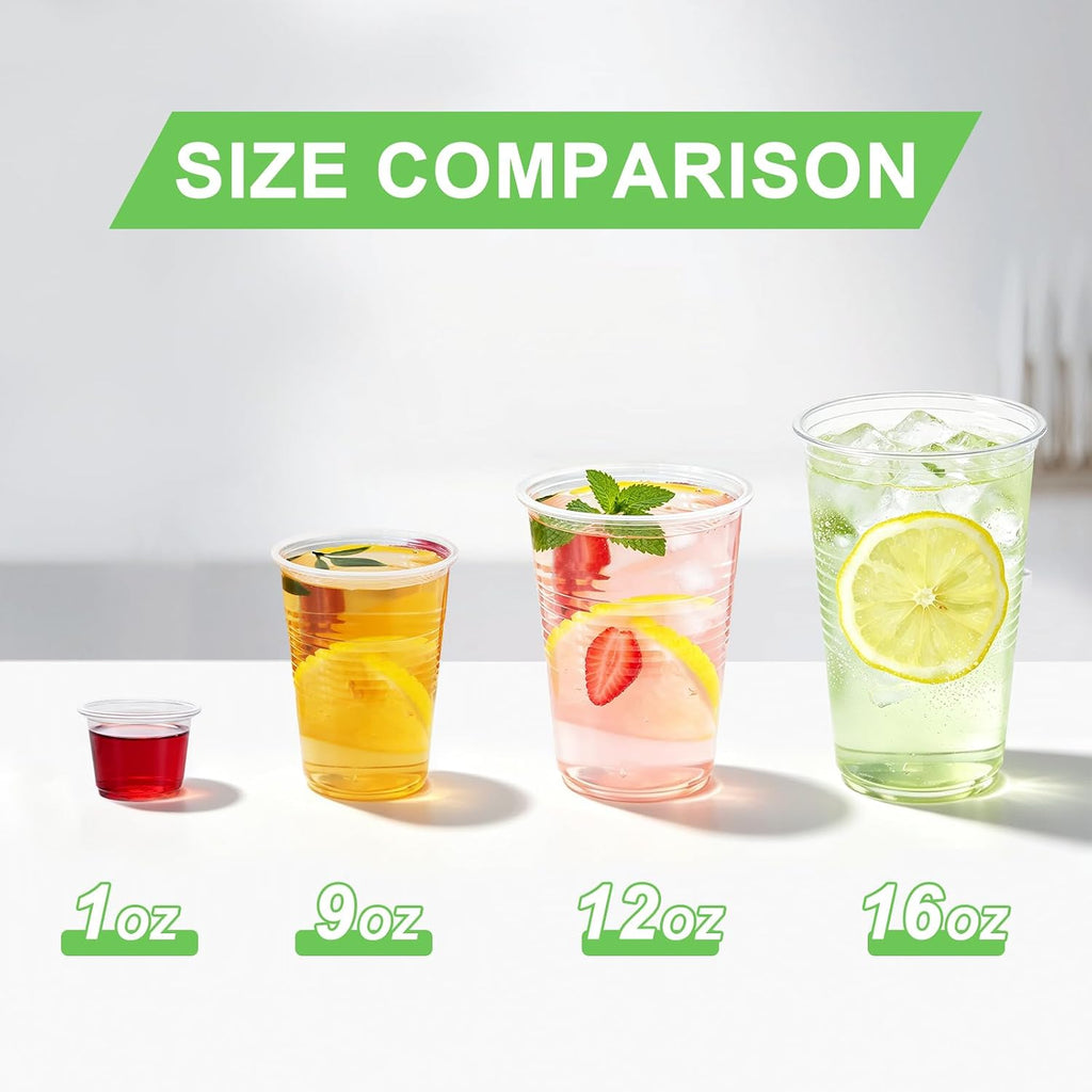 300 Pack 12 oz Clear Plastic Cups, Disposable Cold Drinking Cups