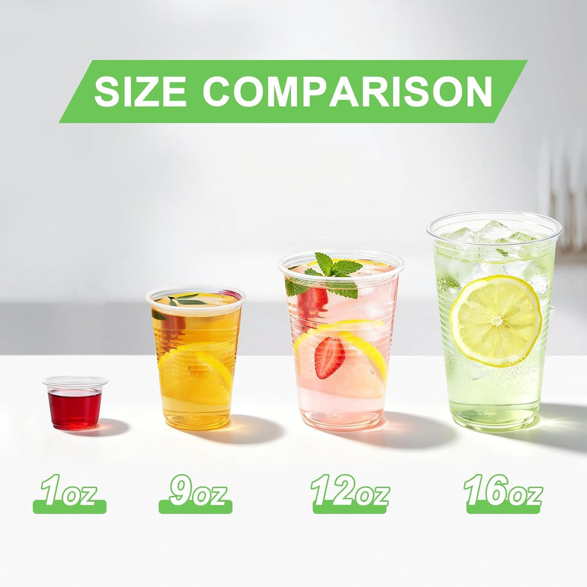 300 Pack 12 oz Clear Plastic Cups, Disposable Cold Drinking Cups