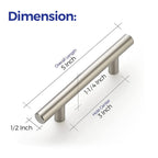 Cabinet Handles, Brushed Nickel,5" Length,3" Hole Center,30 Pack